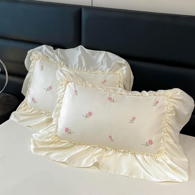 夏季水洗冰絲四件套法式浪漫公主風4件套床上用品重工刺繡床單笠