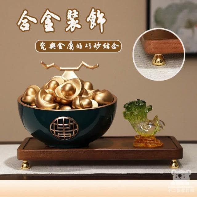 宅配免運 高檔裝飾品 招財聚財 陶瓷擺件 開業禮物 聚寶盆 家居裝飾 入厝禮物 陶瓷聚寶盆 元寶盆擺件 FIH03