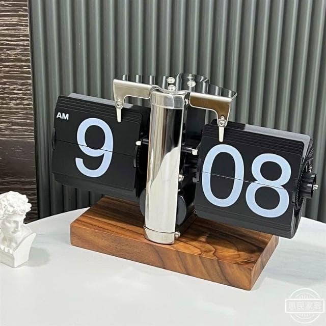 時鐘擺件 創意時鐘桌麵自動機械座鍾自動翻頁鍾機械時鍾傢用客廳時尚座鍾裝飾 桌麵擺件 質感禮物 桌搭時鐘 簡約翻頁鐘
