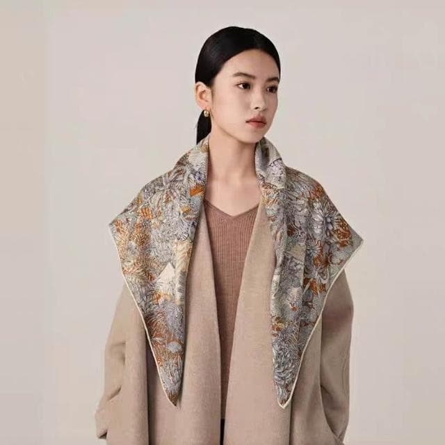 聖允驍 福寶 重磅2024秋冬款新款真絲羊毛絲巾圍巾披肩85*85
