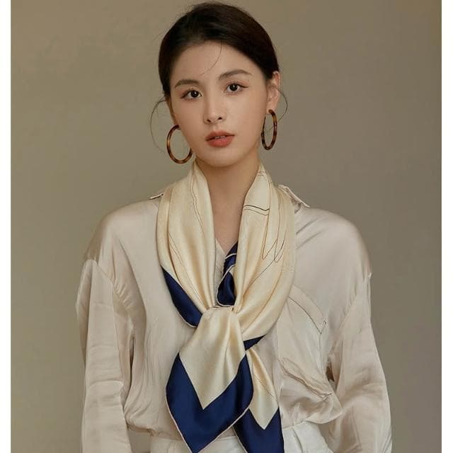 絲巾真絲高級感款簡約重磅斜紋綢100%桑蠶絲時尚大方巾披肩女士