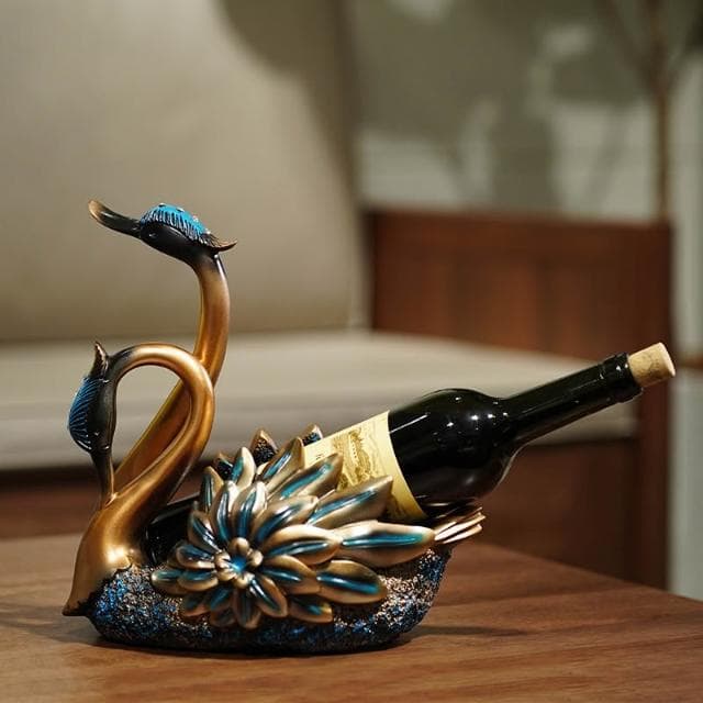 歐式輕奢天鵝擺件現代家居酒櫃樹脂工藝禮品喬遷紅酒架裝飾品禮物