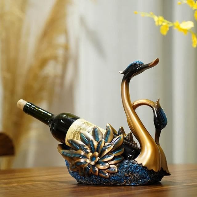歐式輕奢天鵝擺件現代家居酒櫃樹脂工藝禮品喬遷紅酒架裝飾品禮物