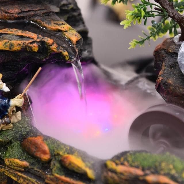 📜開立📜 客廳店鋪招財假山 流水景觀小噴泉擺件 桌面風水輪裝飾 朋友開業禮物 室內裝飾假山流水