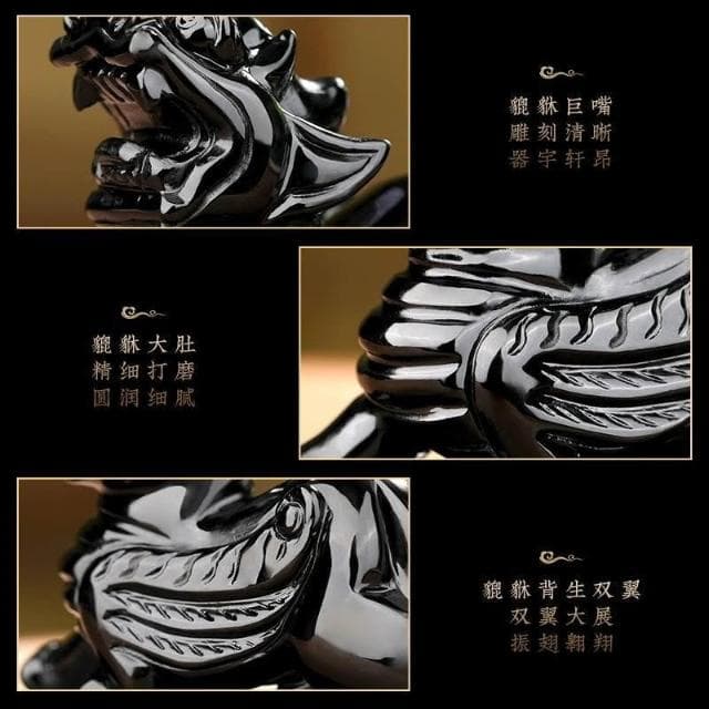📜工廠直銷📜 天然黑曜石貔貅擺件 招財擺飾 玉石客廳裝飾辦公室桌面擺件 開店開業禮物一對公母貔貅 龍龜擺件