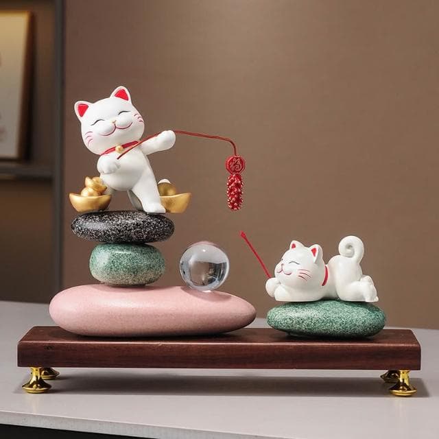 時來運轉招財貓擺件玄關客廳辦公室裝飾品店鋪前臺收銀臺喬遷禮物