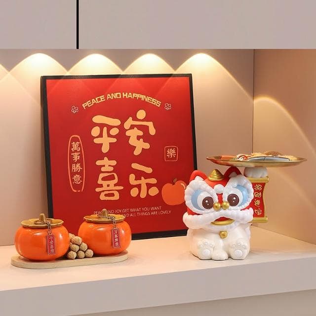 國潮醒獅入戶玄關鑰匙收納擺件客廳家居喜慶裝飾喬遷新居新年禮物
