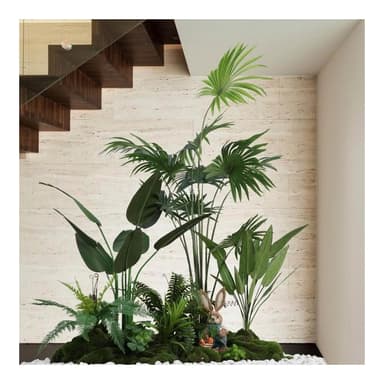 室內樓梯下造景空間轉角仿真綠植盆栽假樹仿真樹景觀植物造景