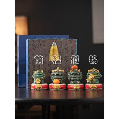 創意前程似錦小獅子擺件可愛治癒系辦公室桌面工位裝飾品高檔禮物