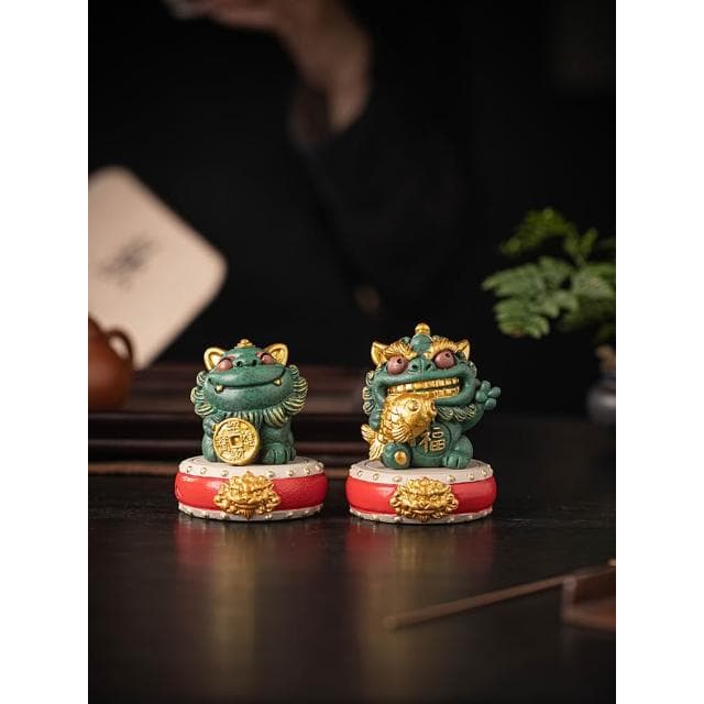 創意前程似錦小獅子擺件可愛治癒系辦公室桌面工位裝飾品高檔禮物