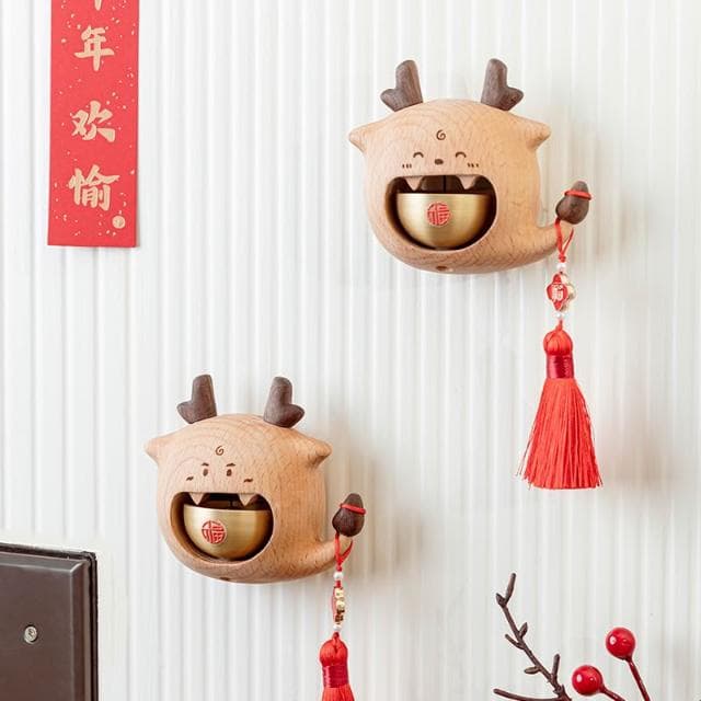 龍門鈴龍年吉祥物實木多巴胺入戶門鈴家居擺件新年喬遷禮物品
