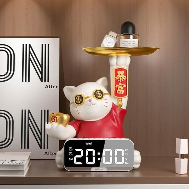 招財貓擺件開業禮物二維碼前臺收銀臺裝飾桌面擺件店鋪樹脂裝飾品