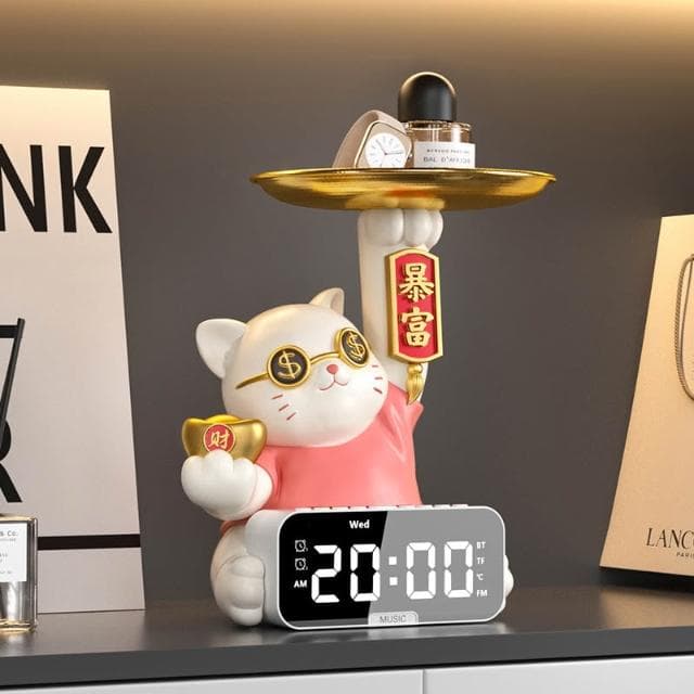 招財貓擺件開業禮物二維碼前臺收銀臺裝飾桌面擺件店鋪樹脂裝飾品