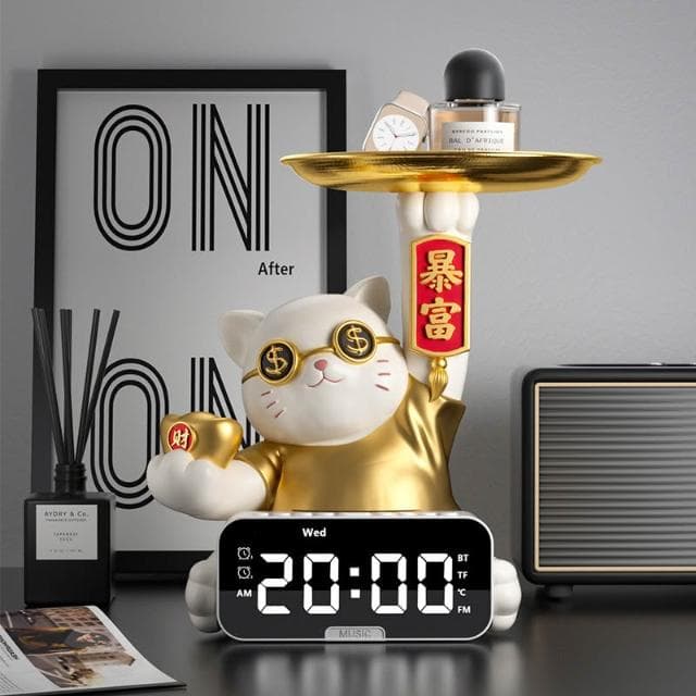 招財貓擺件開業禮物二維碼前臺收銀臺裝飾桌面擺件店鋪樹脂裝飾品