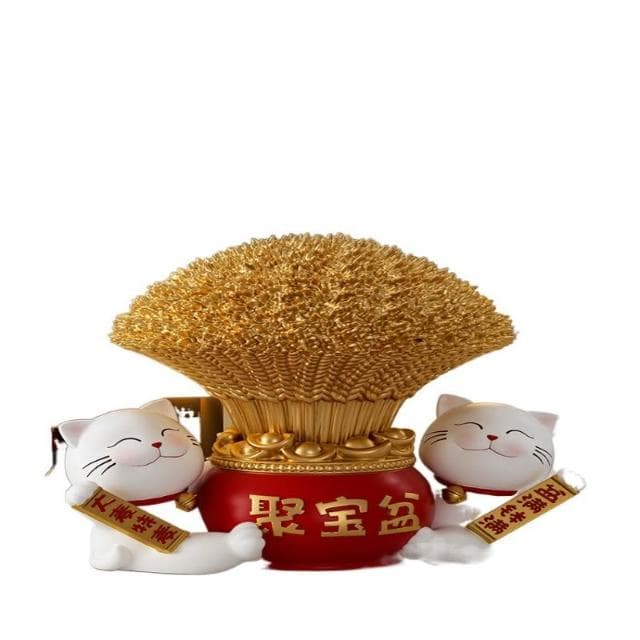 招財貓擺件聚寶盆送朋友店鋪開業禮物前臺招財聚財裝飾工藝品