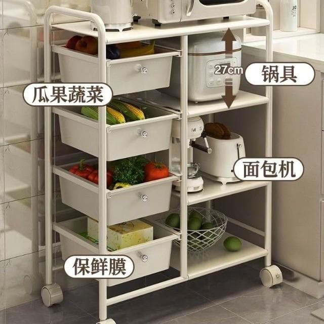 廚房推車多層微波爐置物架小家電客廳帶輪專用桌面可移動餐邊櫃