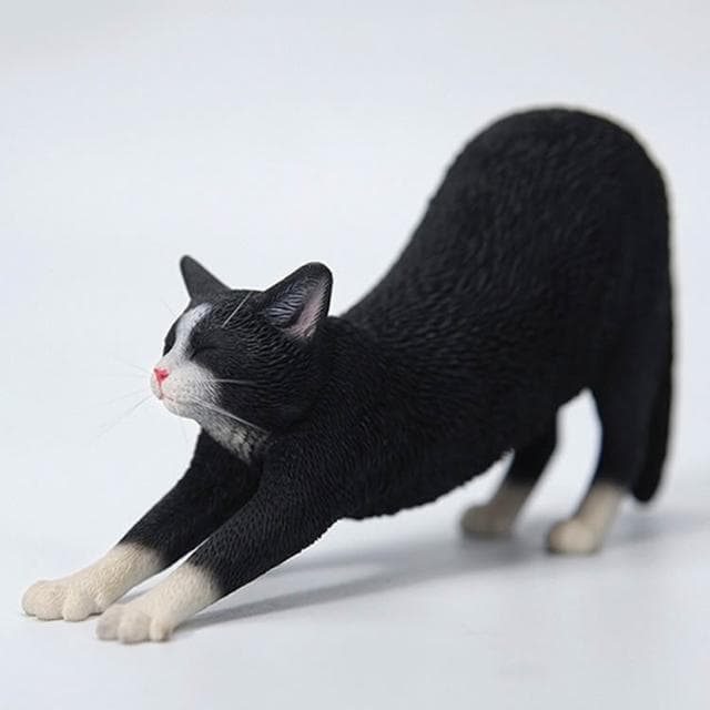JXK 1/6 伸懶腰的貓 可愛創意寵物貓咪模型車擺件手辦禮物