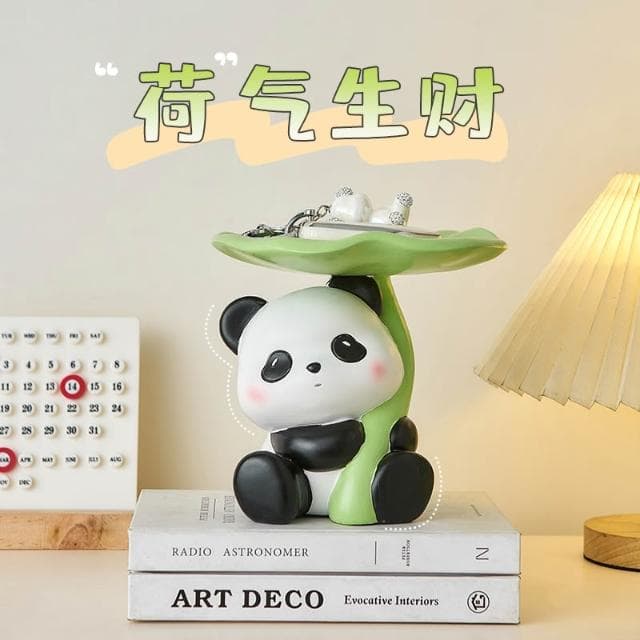 熊貓託盤鑰匙收納擺件玄關入戶門口鞋櫃奶油風家居裝飾品喬遷禮物