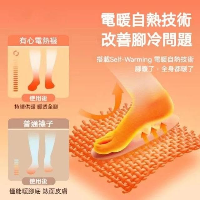 65°智能電暖襪 冬天發熱襪子 保暖襪子（暖腳寶 充電式 女生襪子 可水洗 電熱襪子 襪子 暖腳 交換禮物）