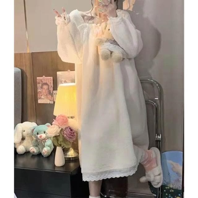 韓版珊瑚絨睡衣 少女睡衣 公主睡裙 （加厚 保暖睡衣 小仙女 暖暖睡衣套裝 法蘭絨睡衣 睡褲 家居服 可愛睡衣 交換禮物）