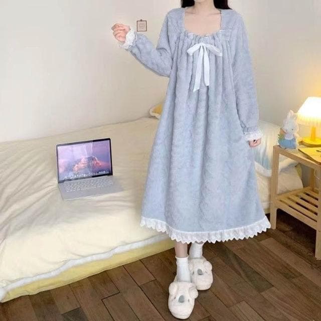 韓版珊瑚絨睡衣 少女睡衣 公主睡裙 （加厚 保暖睡衣 小仙女 暖暖睡衣套裝 法蘭絨睡衣 睡褲 家居服 可愛睡衣 交換禮物）
