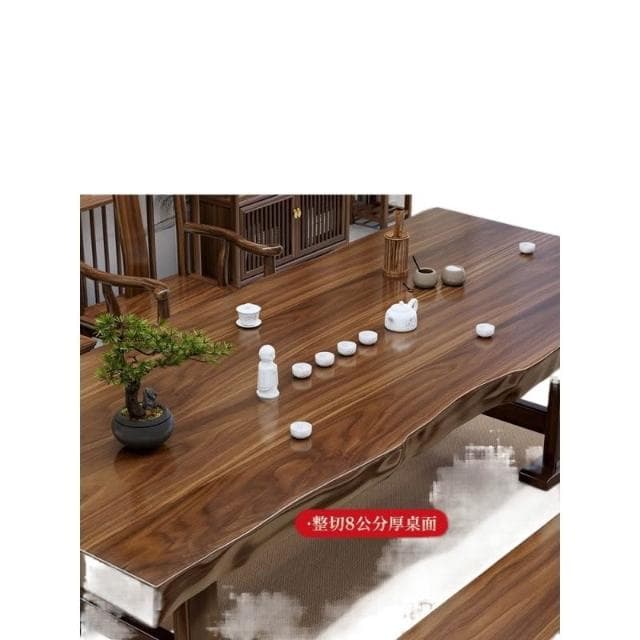 免稅 整塊板實木原木大板茶桌椅組合 新中式辦公室茶几茶具泡茶臺一 辦公桌 茶桌 實木辦公茶桌