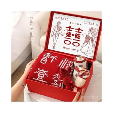 結婚禮物送新人 有意義的禮物  雙麵絨毛薄厚適中 結婚禮物送新人高檔實用訂婚新婚禮物送新娘朋友閨蜜定製百喜毛毯