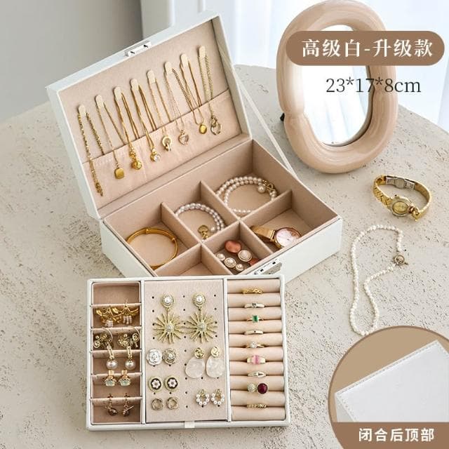 新款首飾盒收納盒高級感大容量戒指耳飾項鏈手鐲表飾品首飾包裝盒