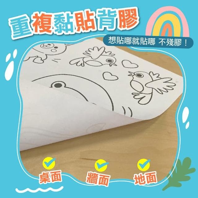 【AI Queen】兒童塗鴉畫卷(巨幅塗鴉紙/長畫卷/貼牆畫紙/兒童創意畫貼/填色繪畫紙/兒童節禮物)