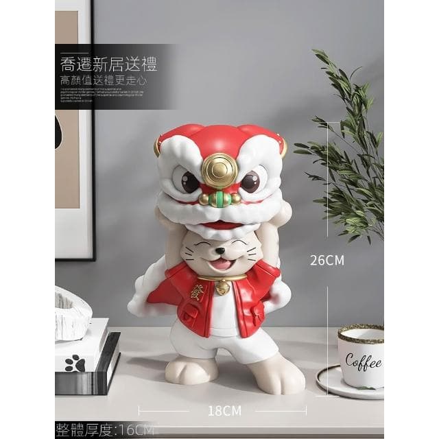 創意國潮醒獅招桌面擺件店鋪前臺收銀臺裝飾品送朋友開店開業禮物