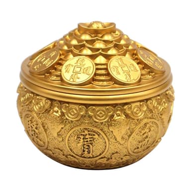 【LADUTA 拉布塔】黃銅金蟾聚寶盆 帶蓋 招財擺件 客廳 店鋪 裝飾品 存錢罐 開業送禮品 擺件