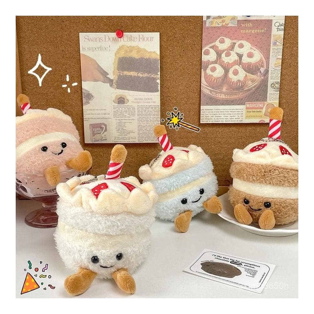 臺灣  可愛仿真蛋糕毛絨掛件生日禮物毛絨玩具公仔蛋糕玩偶布偶娃娃