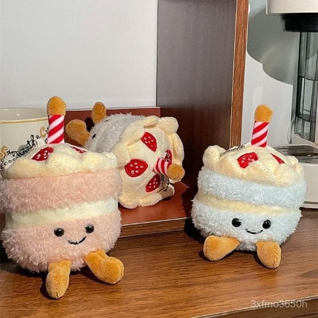 臺灣  可愛仿真蛋糕毛絨掛件生日禮物毛絨玩具公仔蛋糕玩偶布偶娃娃