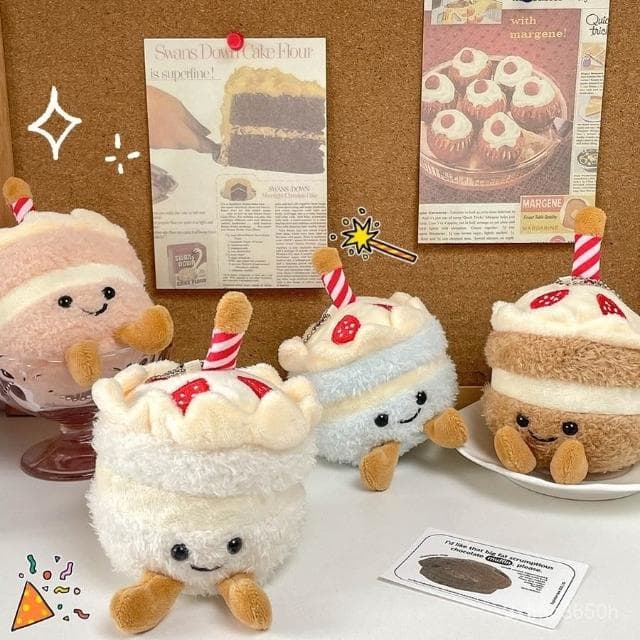 臺灣  可愛仿真蛋糕毛絨掛件生日禮物毛絨玩具公仔蛋糕玩偶布偶娃娃