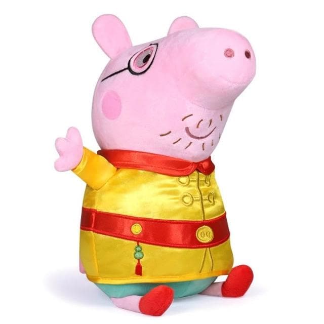 桃園  卡通豬年新年唐裝佩奇小豬公仔可愛粉紅豬小妹毛絨玩具兒童節禮物