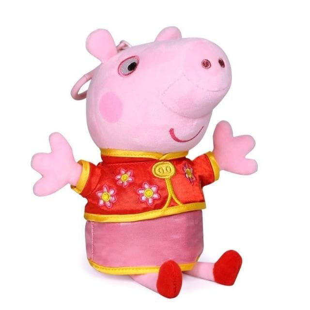 桃園  卡通豬年新年唐裝佩奇小豬公仔可愛粉紅豬小妹毛絨玩具兒童節禮物