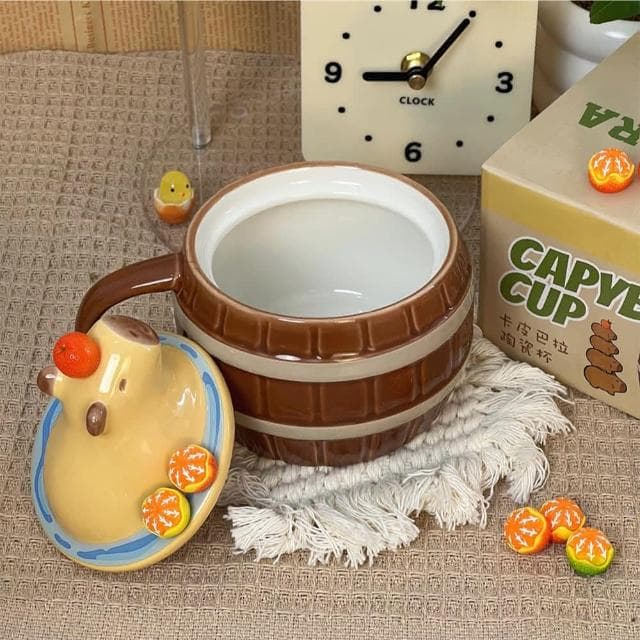 泡湯中的水豚君馬克杯卡皮巴拉馬克杯 水豚君馬克杯 立體水杯 水杯 茶杯 餐具 杯子 交換禮物 聖誕節 畢業禮物