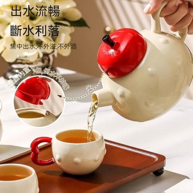 MuShang 慕尚 高顏值陶瓷茶具套裝 下午茶茶具 家用結婚茶杯水杯茶壺 喬遷新居結婚禮物 茶具套裝