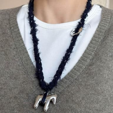 【MoonDy】飾品 項鍊 女生項鍊 禮物 木馬 小馬 牛仔 手工編織 毛衣項鍊 長項鍊 情侶項鍊 生肖項鍊 設計感 對鍊 百搭