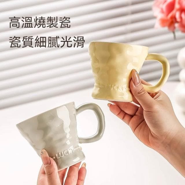MuShang 慕尚 輕奢高品質水杯 下午茶茶具 奶油風現代水杯套裝 家用茶杯待客陶瓷水杯 喬遷新居禮物