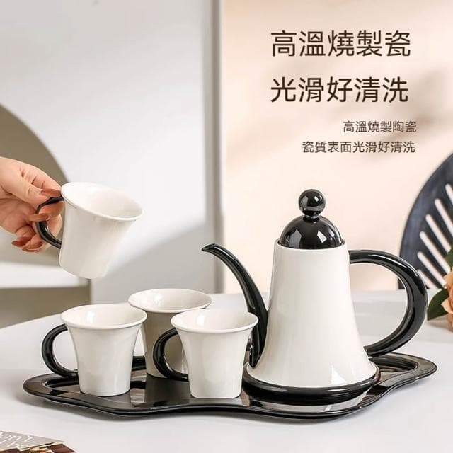 MuShang 慕尚 復古風陶瓷茶具套裝 高級感百合茶具 下午茶茶壺茶具 喬遷新居禮物