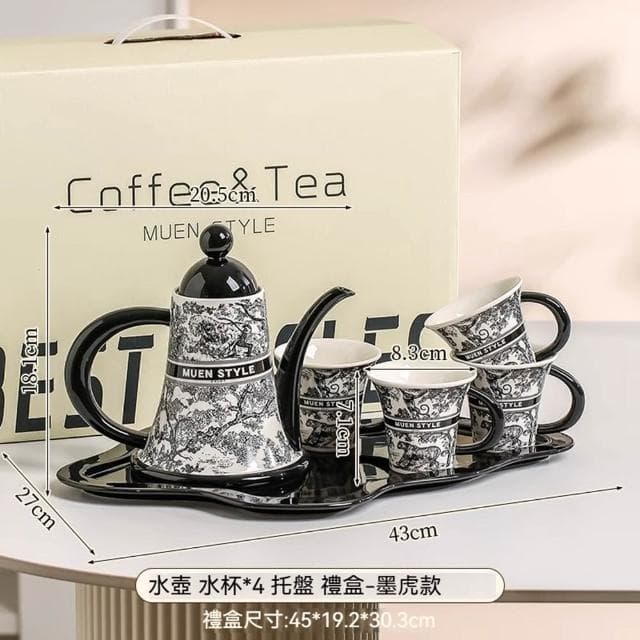 MuShang 慕尚 復古風陶瓷茶具套裝 高級感百合茶具 下午茶茶壺茶具 喬遷新居禮物