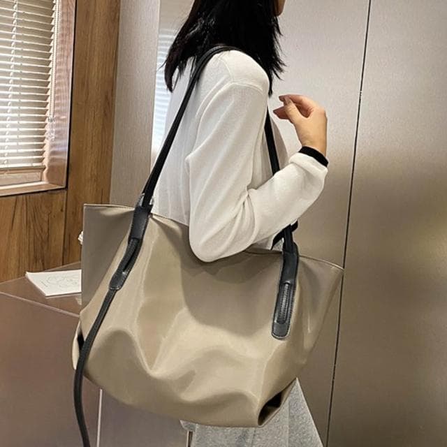 【LEESA】大容量托特包\a4包包\包包\單肩包\托特包\子母包\黑色包包\尼龍包包\手提電腦包\通勤包\奶茶色包包\禮物