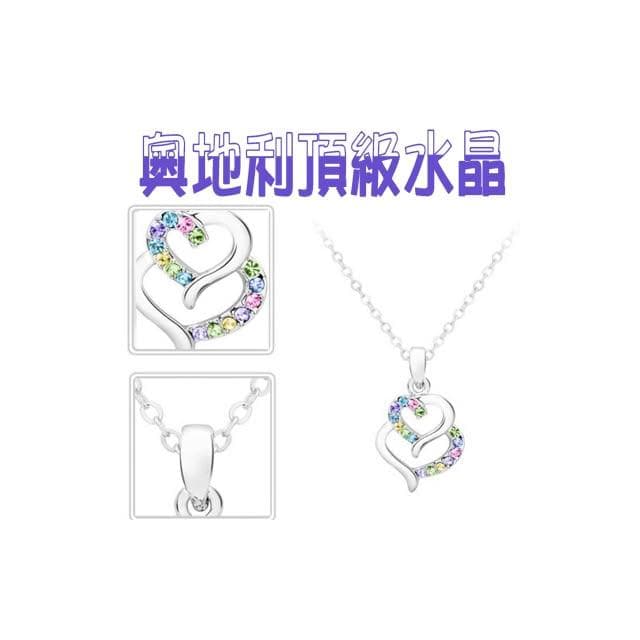 沂軒精品 心連心 水晶 項鍊 奧地利水晶 鎖骨項鍊 情人節 聖誕節 母親節 生日禮物 交換禮物  F0001