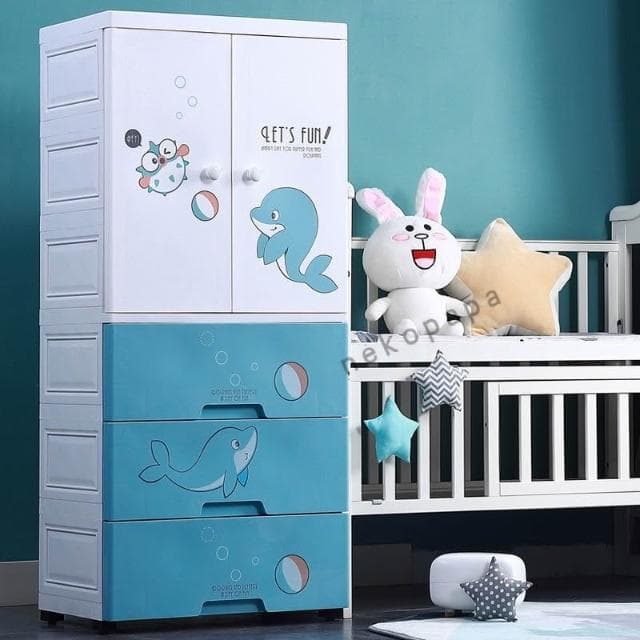 衣櫃 寶寶衣櫃卡通嬰兒塑料雙開門收納櫃小孩衣櫥抽屜式玩具儲物櫃 60VP