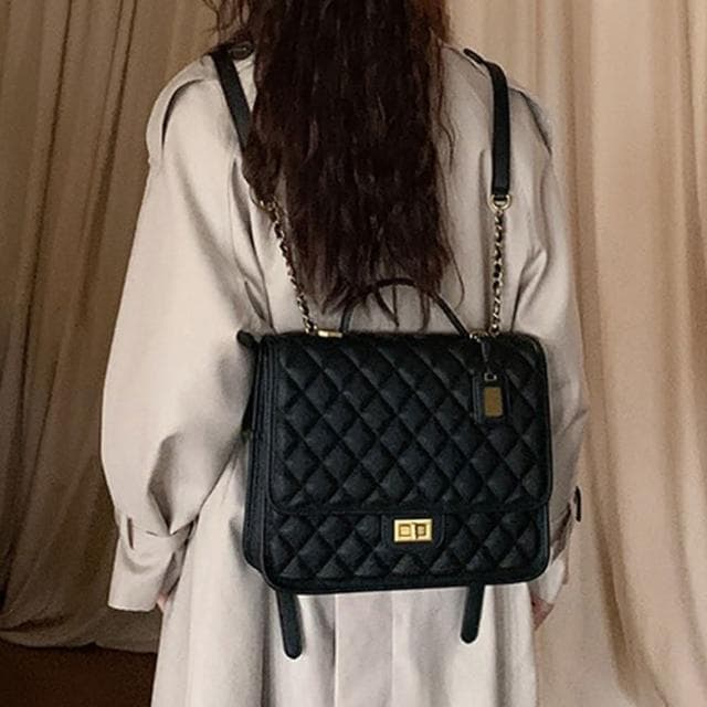 【MoonDy】女士包包 女手提包 鏈條包 後背包 小香風包包 黑色包包 小眾設計 大容量包包 精品包包 女生禮物