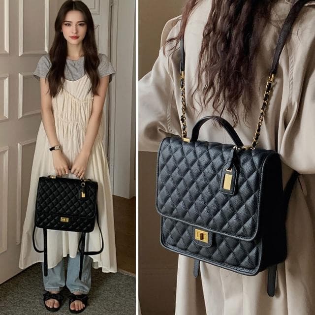 【MoonDy】女士包包 女手提包 鏈條包 後背包 小香風包包 黑色包包 小眾設計 大容量包包 精品包包 女生禮物