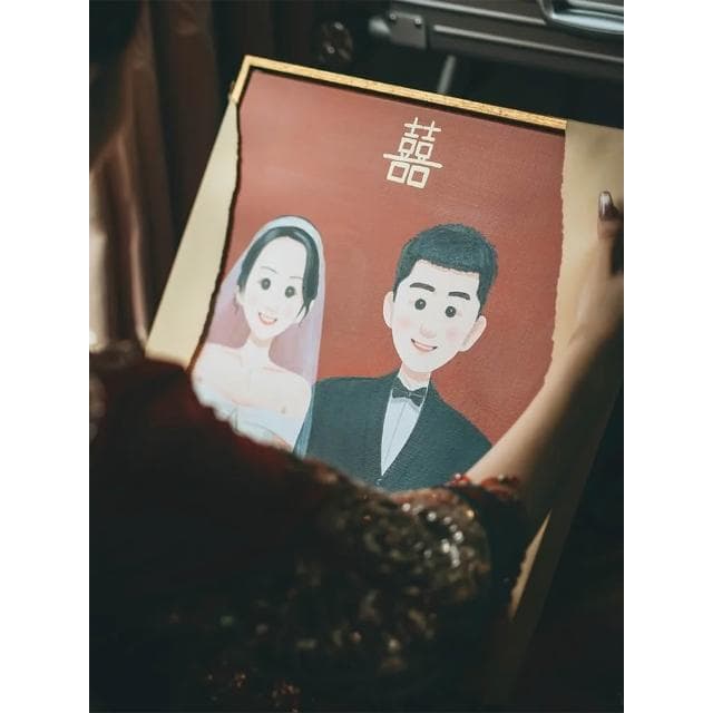 結婚新婚訂婚禮物送新人閨蜜情侶手繪定制畫周年生日紀念日情人節