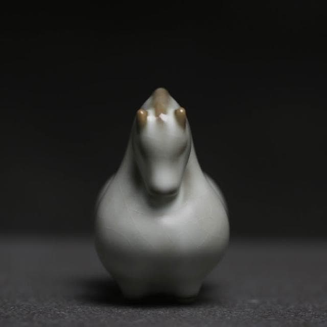 汝窯小唐馬茶寵天青開片茶玩小擺設擺件紙鎮筆架陶瓷茶具個性送禮