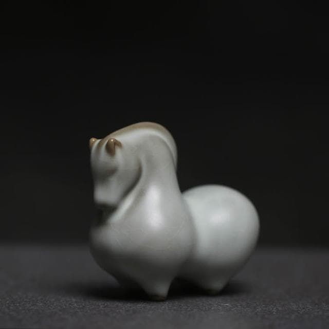 汝窯小唐馬茶寵天青開片茶玩小擺設擺件紙鎮筆架陶瓷茶具個性送禮